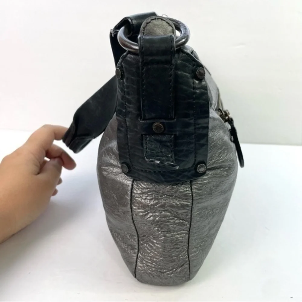 BCBG MAXAZRIA Metallic Silver Pewter Shoulder Bag‎